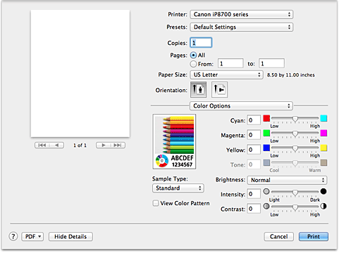 Canon : PIXMA Manuals : iP8700 series : Color Options